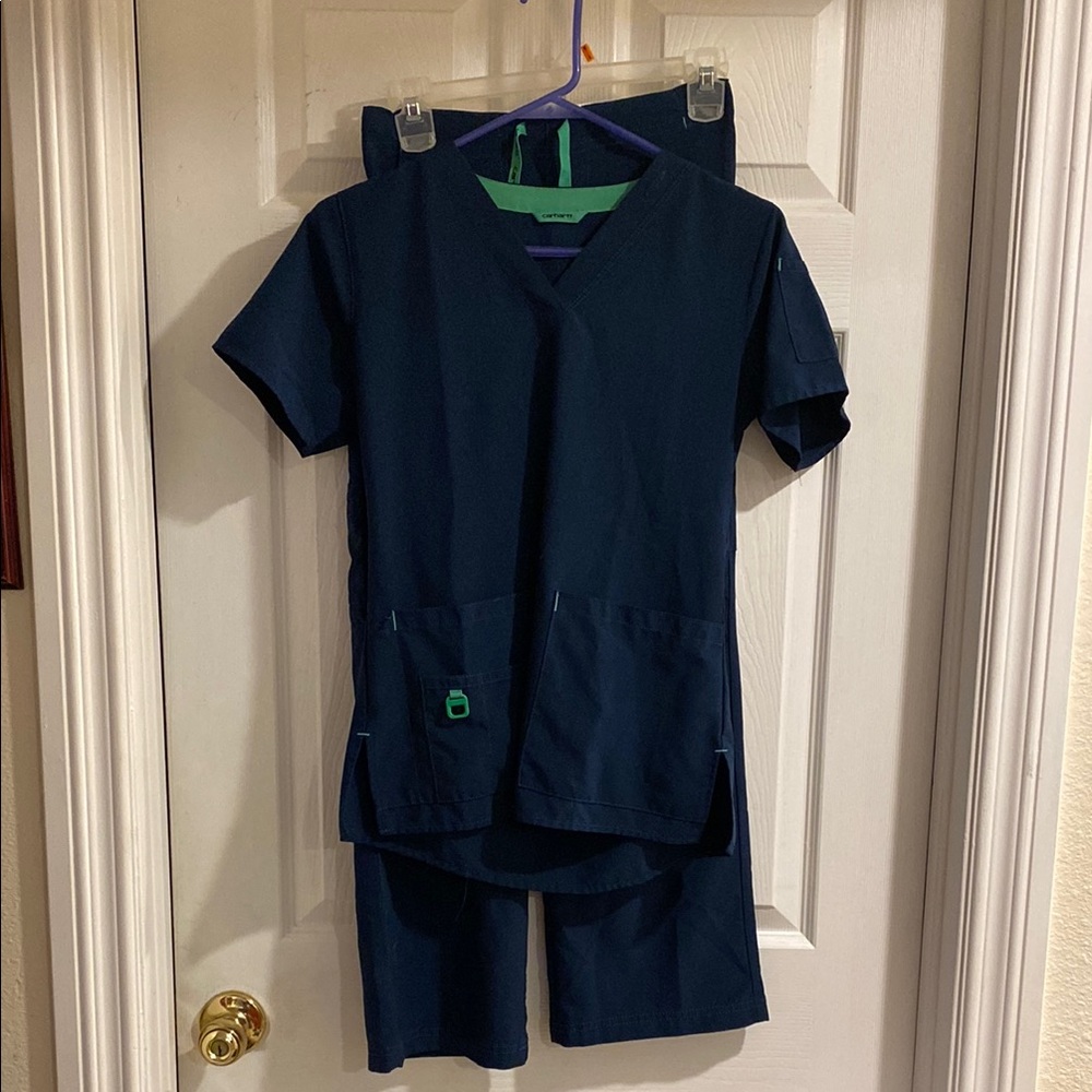 Carhartt Force Dark Blue Scrub Set with Pockets Women’s XS Petite Comfy